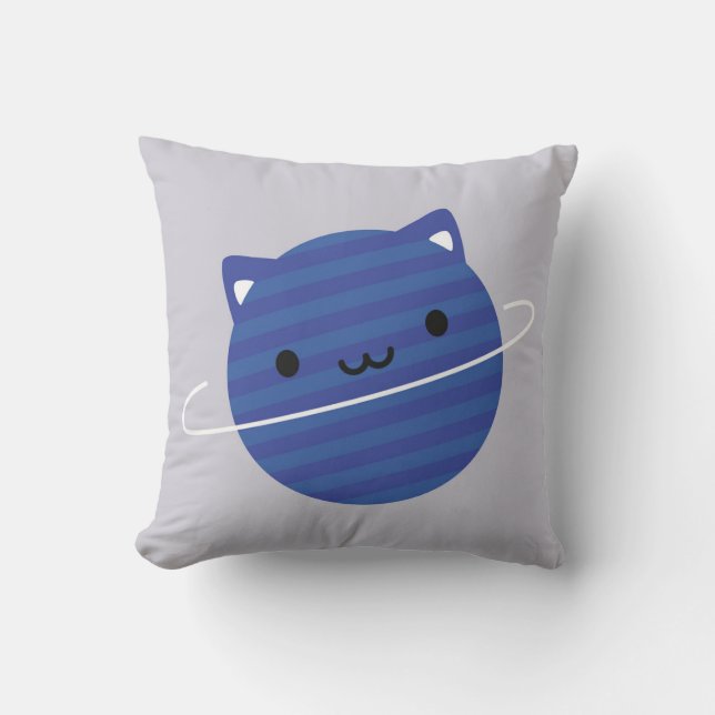 Kawaii Cat Planets in Space Reversible Kussen (Voorkant)