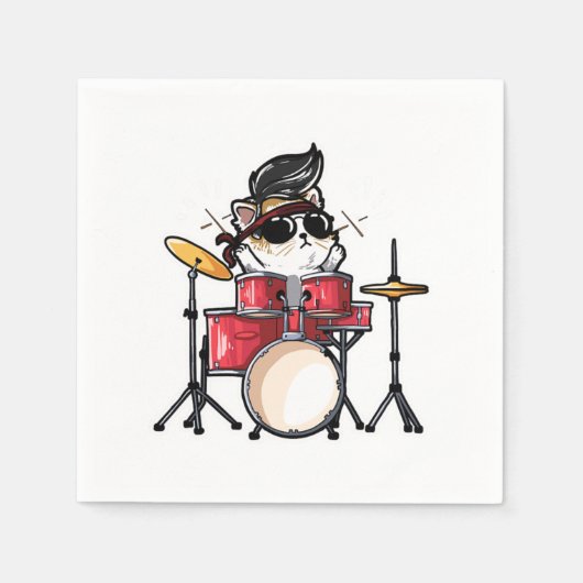Kawaii Cat Playing Drummer Cats Lover Servet (Voorkant)