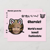 Kawaii Cat Purikura Style Foto Briefkaart (Voorkant / Achterkant)