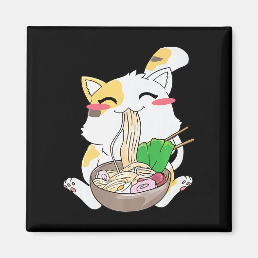 Kawaii Cat Ramen Anime Japans voedsel Gift Boy Gir Magneet (Voorkant)