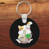 Kawaii Cat Ramen Anime Japans voedsel Gift Boy Gir Sleutelhanger (Voorkant)