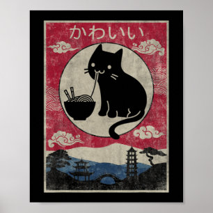Kawaii Cat Ramen Anime Japanse Kinder meisjes Poster
