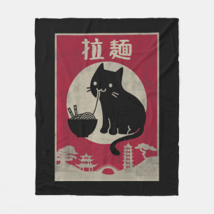 Kawaii Cat Ramen  Anime Japanse voedselmeisjes Fleece Deken