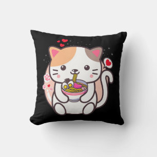 Kawaii Cat Ramen Anime Japanse voedselmeisjes Offi Kussen