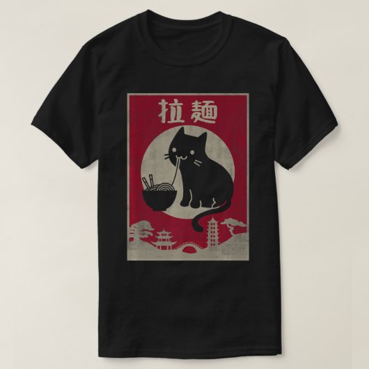 Kawaii Cat Ramen Anime Japanse voedselmeisjes T-shirt (Design voorkant)