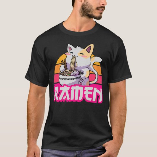Kawaii Cat Ramen - Anime Neko T-shirt (Voorkant)