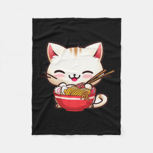 Kawaii Cat Ramen houden van Japans eten Funny Anim Fleece Deken
