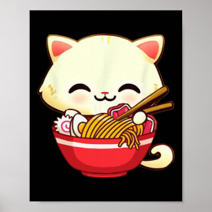 Kawaii Cat Ramen Japans eten Grappige Anime Girls  Poster