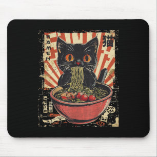 Kawaii Cat Ramen Noodle Grappige Japanse anime Man Muismat