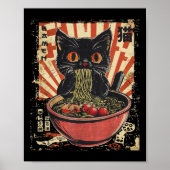 Kawaii Cat Ramen Noodle Grappige Japanse anime Man Poster (Voorkant)