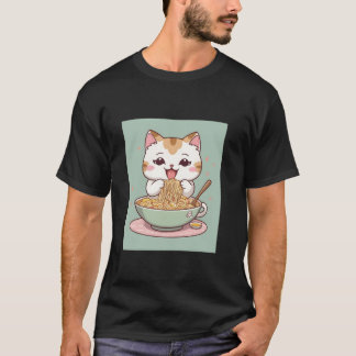 Kawaii Cat Ramen Schattige Chibi Japans Stuff Desi T-shirt