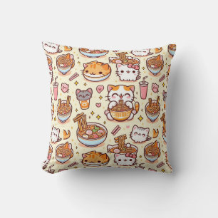 Kawaii Cat Ramen Time Kussen