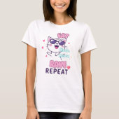 Kawaii Cat Rave T-shirt – Eat Sleep Meow Rave Repe (Voorkant)