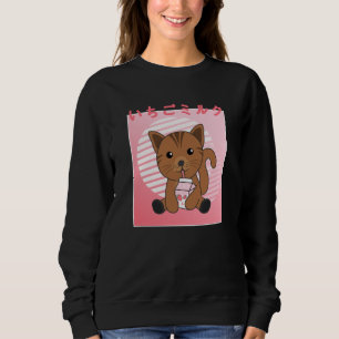 Kawaii Cat Retro Japanse aardbeienmelk Trui