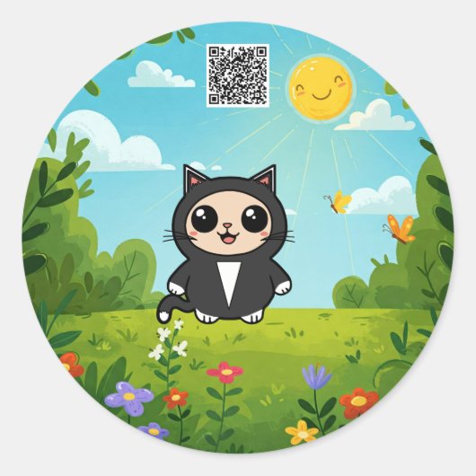 Kawaii Cat – Schattigee en speelse Cat Sticker (Voorkant)