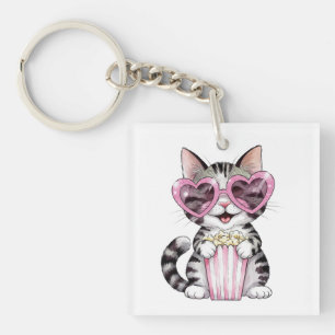 Kawaii Cat Sleutelhanger – Schattigee Popcorn Love