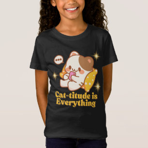 Kawaii Cat-titude Animated Cat Design T-shirt