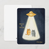 Kawaii Cat UFO Valentine Card for Loved Partners Feestdagenkaart (Voorkant / Achterkant)