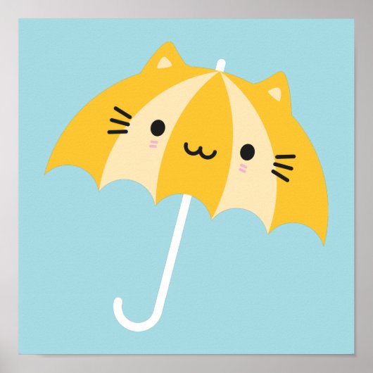 Kawaii Cat Umbrella Poster (Voorkant)