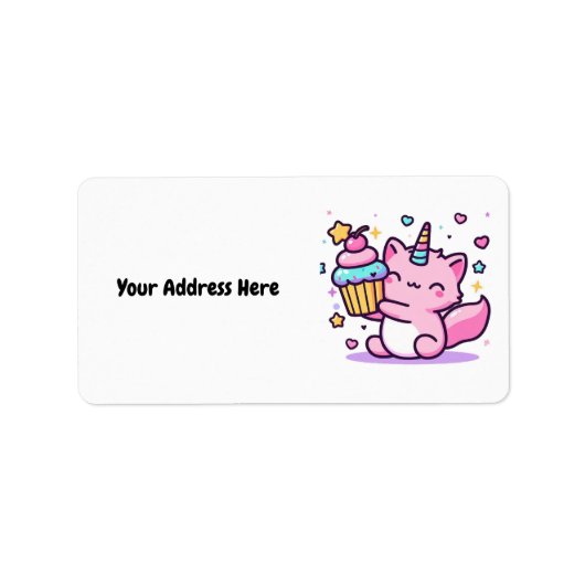 Kawaii Cat Verjaardagsadreslabel ZO SCHATTIGE! Etiket (Voorkant)