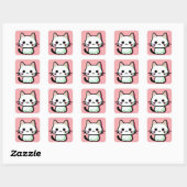Kawaii Cat Vierkante Sticker (Vel)