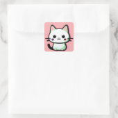 Kawaii Cat Vierkante Sticker (Tas)