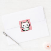 Kawaii Cat Vierkante Sticker (Envelop)