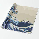 Kawaii Cat Wave Wrapping Paper Cadeaupapier (Uitgerold)