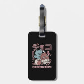 Kawaii Cat with Chocolate Milk – Japanese Pop Art Bagagelabel (Achterkant verticaal)