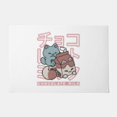 Kawaii Cat with Chocolate Milk – Japanese Pop Art Deurmat (Voorkant)