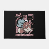 Kawaii Cat with Chocolate Milk – Japanese Pop Art  Deurmat (Voorkant)