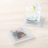 Kawaii Cat with Chocolate Milk – Japanese Pop Art Glazen Onderzetter (Schuin)