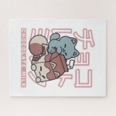 Kawaii Cat with Chocolate Milk – Japanese Pop Art Legpuzzel (Horizontaal)