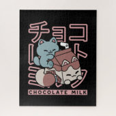 Kawaii Cat with Chocolate Milk – Japanese Pop Art Legpuzzel (Verticaal)