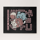 Kawaii Cat with Chocolate Milk – Japanese Pop Art Legpuzzel (Horizontaal)