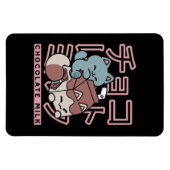 Kawaii Cat with Chocolate Milk – Japanese Pop Art Magneet (Horizontaal)