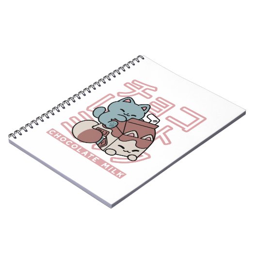 Kawaii Cat with Chocolate Milk – Japanese Pop Art Notitieboek (Linkerzijde)
