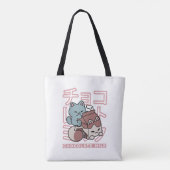Kawaii Cat with Chocolate Milk – Japanese Pop Art  Tote Bag (Achterkant)