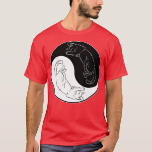 Kawaii Cat Ying Yang Design Schattigee kattenliefh T-shirt