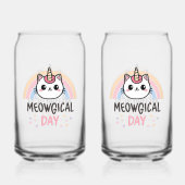 Kawaii Caticorn with Pastel Rainbow Blikvorm Glas (Voorkant)