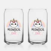 Kawaii Caticorn with Pastel Rainbow Blikvorm Glas (Achterkant)