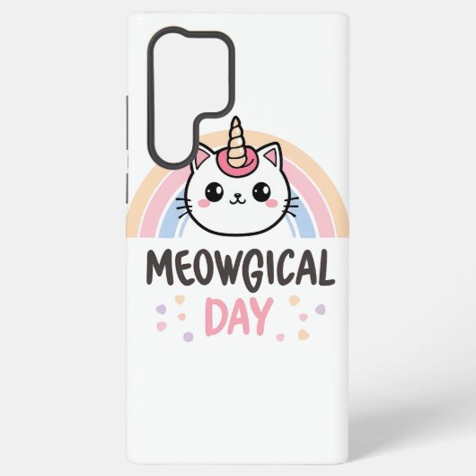 Kawaii Caticorn with Pastel Rainbow Samsung Galaxy Hoesje (Achterkant)
