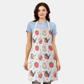 Kawaii Cats and Strawberries Apron Schort (Gedragen)