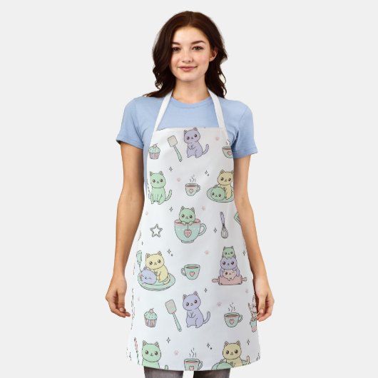 Kawaii Cats Baking Fun Apron Schort (Gedragen)