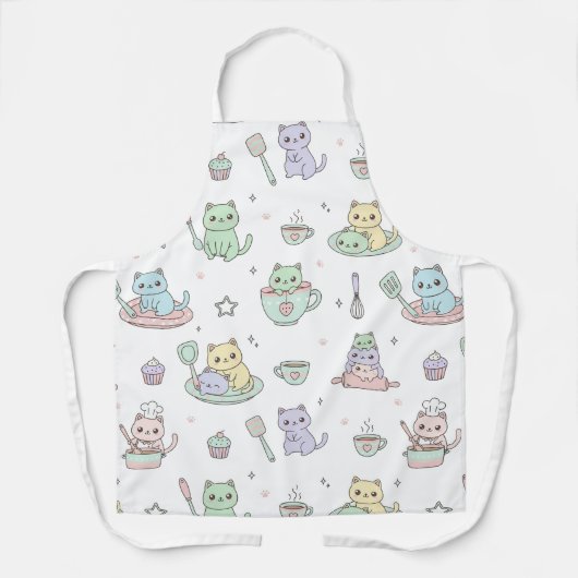 Kawaii Cats Baking Fun Apron Schort (Voorkant)