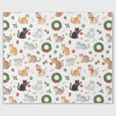 Kawaii Cats & Christmas Decorations Wrapping Paper Cadeaupapier (Vlak)