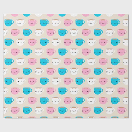 Kawaii Cats Cup Cadeaupapier (Vlak)