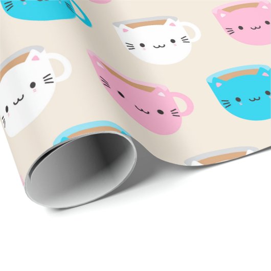 Kawaii Cats Cup Cadeaupapier (Rol Hoek)