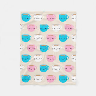 Kawaii Cats Cup Fleece Deken