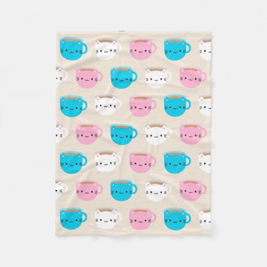 Kawaii Cats Cup Fleece Deken (Voorkant)